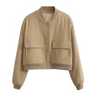 BUNO-Chaqueta Bomber de manga larga de Color liso para mujer, abrigo Vintage con cremallera a la moda, Tops, chaquetas básicas holgadas elegantes para mujer - details 27
