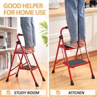 Escalera Plegable 4 Peldaños, Escalera de Tijera con Pedales Antideslizantes Anchos, Barandilla, Escalón Taburete de Acero Portátil Uso Hogar Cocina Oficina, Carga hasta 150 kg, Blanco - details 19