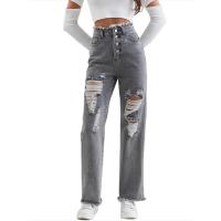Vaqueros informales rasgados para mujer, pantalones retro grandes con cintura alta - details 1