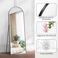 Espejo de Pie Curvado Grande Espejos de Pared con Marco de Oro Aluminio 161 x 52 cm - details 39