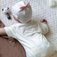 Gorro de muselina sin hueso de algodón para mantener el calor, gorro fetal de dibujos animados para bebé de 0 a 3 meses, turbante elástico suave para recién nacido - details 10