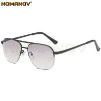 Double Bridge Pilot Frame Men Women Transparent N Grey Lens Progressive Multifocus Reading Glasses Add 75 100 150 175 200 To 400 - details 1