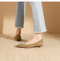 Zapatos de novia franceses de tacón bajo y poco profundos de nuevo estilo para mujer - details 9