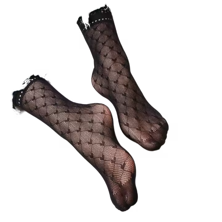 Gran oferta, medias informales con volantes de alta calidad para mujer, medias cortas negras, calcetines de encaje para pies - 1