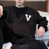 Conjunto de Pijama de Vellón de Coral Cálido para Invierno Pijama de Dormir de Flanela Gruesa - details 2