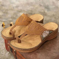 Sandalias planas de espiga para mujer, chanclas ortopédicas bordadas, cómodas y elegantes, Verano - details 1
