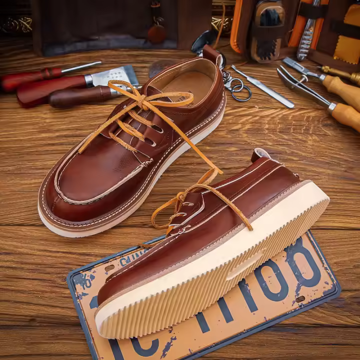 Zapatos de cuero de vaca puro de gama alta casual suela suave suela gruesa - 1