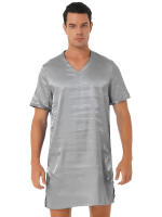 Camisón de satén para hombre y mujer, ropa de dormir de manga corta con cuello en V, ropa de dormir para el hogar, ropa de dormir con abertura lateral, albornoz para dormir - details 28