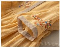Vestido de ramio bordado para mujer, manga corta, blanco, amarillo, primavera, verano, 38, 36 - details 5