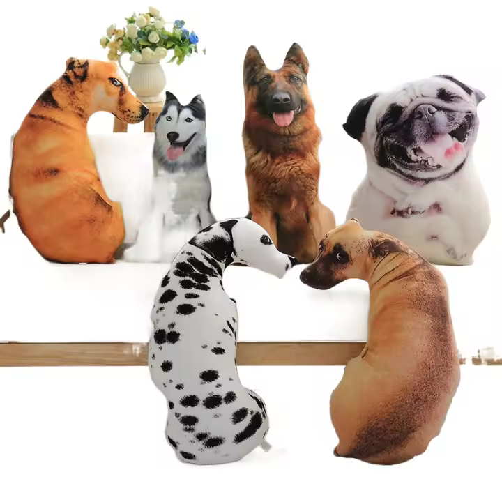 Almohada 3D de Perro Rebanado Diseño Realista de Cabeza de Perro, Divertido para Niños, Cosplay, Juguete Favorito - 1