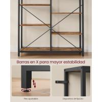 Estantería de 5 Niveles Diseño Rústico Marrón y Negro para Sala, Baño, Cocina Montaje Simple - details 4