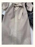 Limiguyue temperamento francés vestido de otoño de gama alta gris rejilla mujeres Midi Vestidos manga raglán cinturón adelgazante Vestidos F522 - details 9