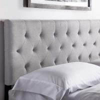 Cabecero tapizado – Cabecero de cama doble – Altura ajustable de 85 a 115 cm, capitoné de diamantes, perla/blanco - details 14