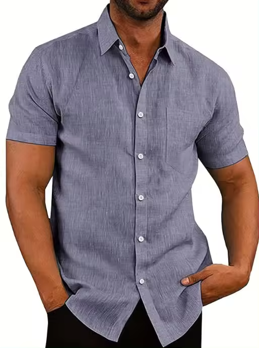 Camisa Casual de Talla Grande Suéter de Lana para Hombres Azul, Gris, Rojo, Blanco - 1