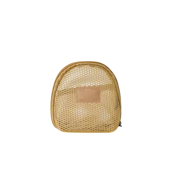 Bolsa de maquillaje de malla semicircular con cremallera, bolsa de cosméticos transparente ligera, bolsa de lápiz labial, bolsa de almacenamiento, bolsa de aseo para acampar - 1