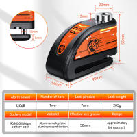 Anchtek-candado de disco para motocicleta, cerradura de rueda de bicicleta, impermeable, con alarma, antirrobo, 120dB - details 9