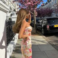 Vestidos de fiesta con estampado Floral y tirantes finos, maxivestido ajustado elegante para invitados de boda y vacaciones - details 14