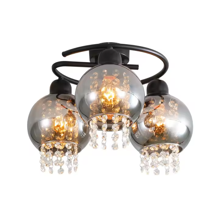 CBJKTX Luz de techo Dormitorio E27 Cristal gris humo Comedor moderno - 1