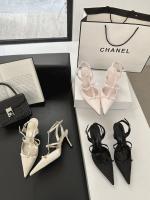 Sandalias Platas de Tacón Alto para Mujer Punta Afilada Francesa Diseño de Bolsa de lazo Viento de Cabeza Moda de Alta Noche - details 4