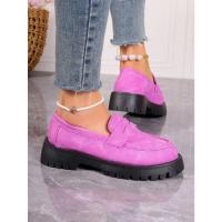 Zapatos de plataforma rosa para mujer, mocasines informales de fondo grueso, color caqui, púrpura - details 39