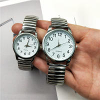 Reloj para hombres de mediana edad y mayores, reloj de pulsera de cuarzo con números grandes para mujer, banda de acero para primavera - details 1