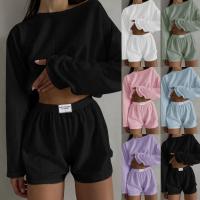 Conjunto de Pantalones Cortos Informales para Mujer Tops de Manga Larga con Cuello Redondo - details 10