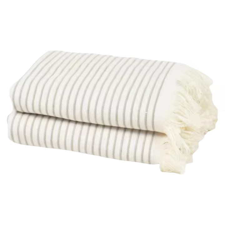 Juego de 2 Toallas de Baño Beige Modelo en Tamaño Lavabo - 100% Algodón de Alta Calidad - 1