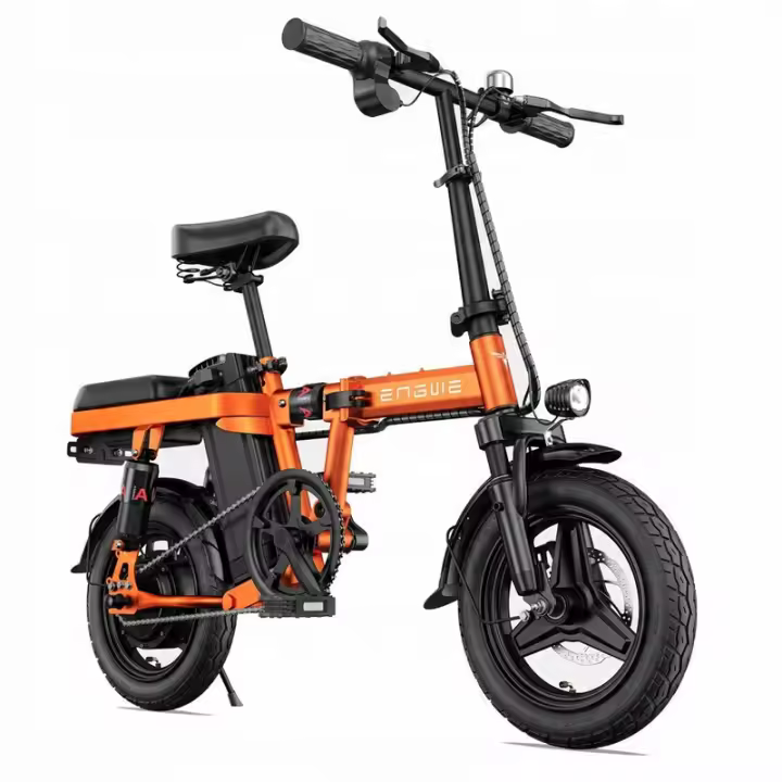 Bicicleta eléctrica Engwe T14 retráctil de 48 pulgadas, 10ah, 40km de autonomía, ideal para ir al trabajo, para hombre/mujer, color naranja. - 1