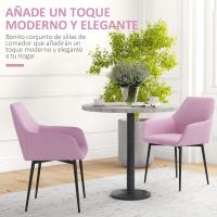 Pack de 2 Sillas de Comedor Sillas Decorativas Tapizadas en Lino Sillas de Cocina con Respaldo Reposabrazos y Patas de Metal para Salón 59,5x56,5x81 cm - details 23