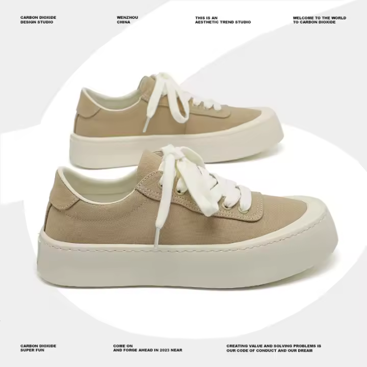 Zapatos de monopatín de Nuevo diseño, tendencia simple, cabeza redonda, suela gruesa ligera - 1
