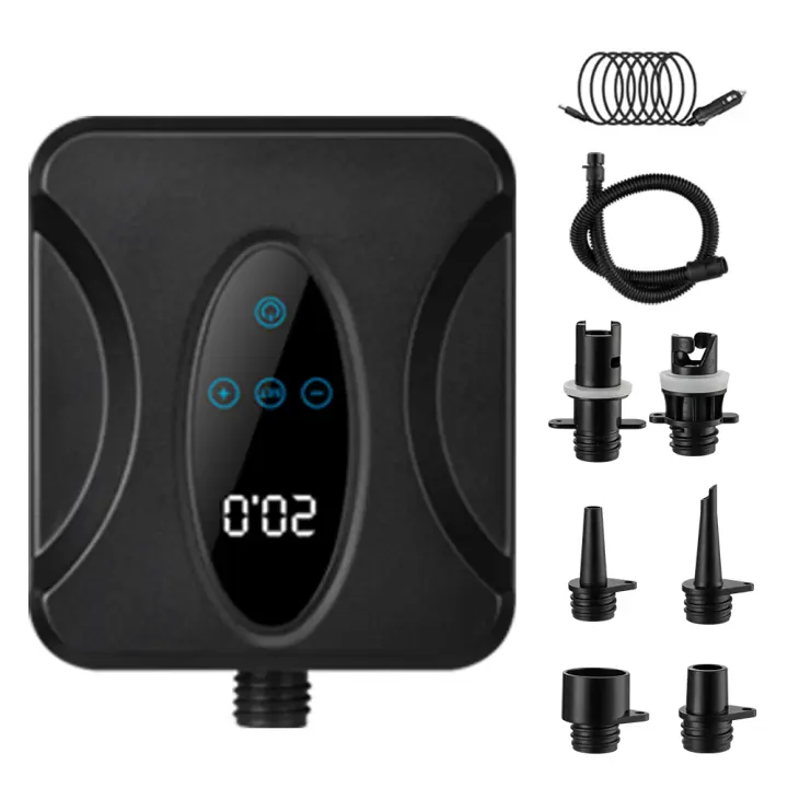 Bomba de aire inteligente de alta presión de 20 PSI funciona con batería recargable inflado y desinflado inteligente de doble etapa bomba de aire de apagado automático para tablas de remo cometa de surf tienda de campaña colchón - 1