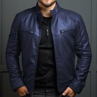 Chaqueta de Cuero de Motocicleta para Hombres en Primavera-Verano Cuello Alto, Estilo Punk, Ligero - details 4