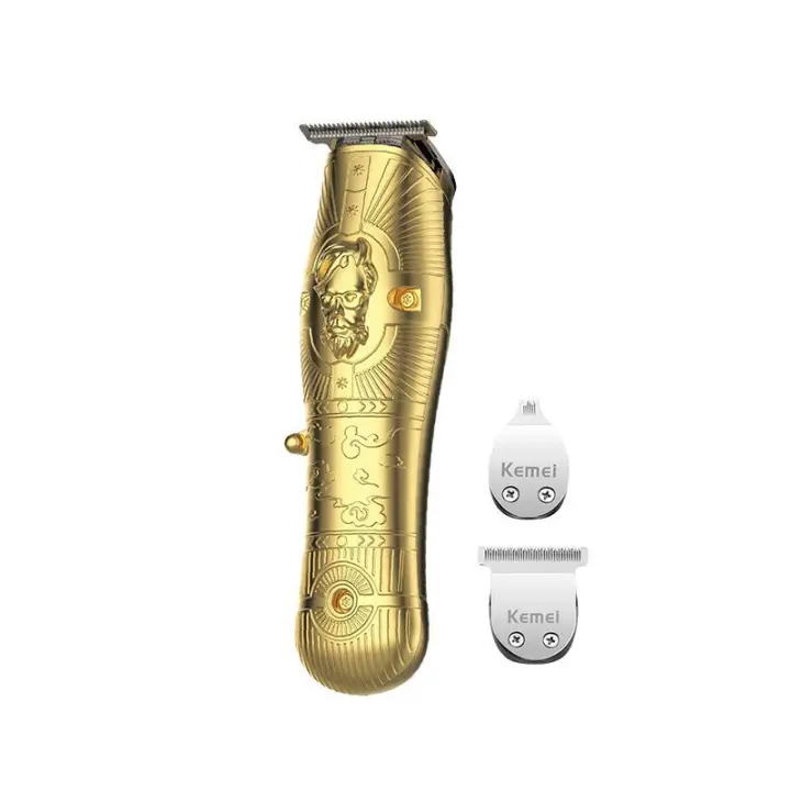 Kemei-cortadora de pelo profesional Zero Gapped t-blade, cortapelos recargable, cortapelos de cabeza calva, máquina de corte de pelo de barbero - 1