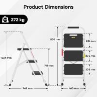 Escaleras Plegables de 3 Escalones, Capacidad de 272KG con Pedales Antideslizantes Anchos, Taburete Escaleras de Mano de Acero, Manubrio de Esponja, Uso en Interiores y Exteriores, Negro - details 23
