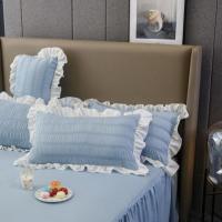 Funda de almohada con volantes de Color caramelo Simple, funda de almohada de princesa de estilo nórdico suave, toalla de almohada cómoda de 48x74cm para dormitorio de niñas, 2 uds. - details 1