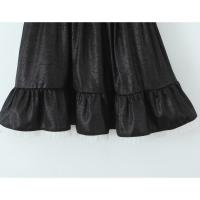 Estilo retro francés verano Spice Girl vacaciones princesa viento malla empalme jacquard liguero vestido cintura delgada falda negra. - details 12