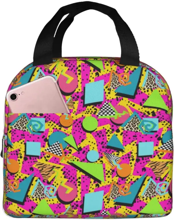Bolsa de Almuerzo Aislada de Retro Pink 80s 90s Bolsa de Picnic Portátil Reutilizable para Oficina y Viajes Comedor y Dining - 1