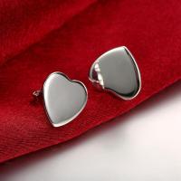 Pendientes de plata en forma de corazón, joyería fina, sencillos, accesorios para mujer - details 2