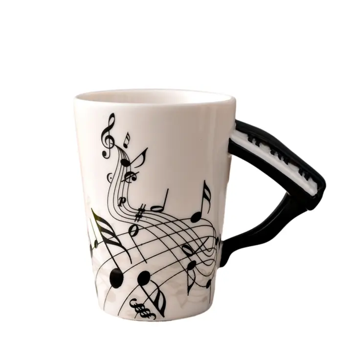 Taza de cerámica con música para café, té y leche, tazas con asa, regalos novedosos, Piano, 240Ml - 1