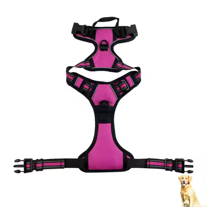 Arnés sin tirantes para perro, chaleco acolchado suave y ajustable para mascotas, color negro, 2 Clips de correa - 1