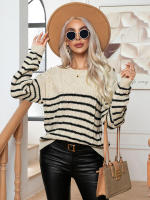 Suéter Retro a rayas para mujer, Jersey holgado de manga larga con botones, ropa de punto para otoño e invierno, novedad de 2023 - details 4