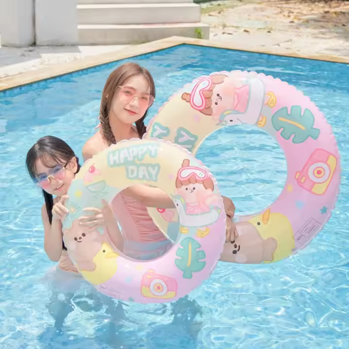 Linda chica rosa para niños, anillo de natación, celebridad de Internet, anillo de axilas de dibujos animados de bebé, anillo de natación inflable engrosado - 1