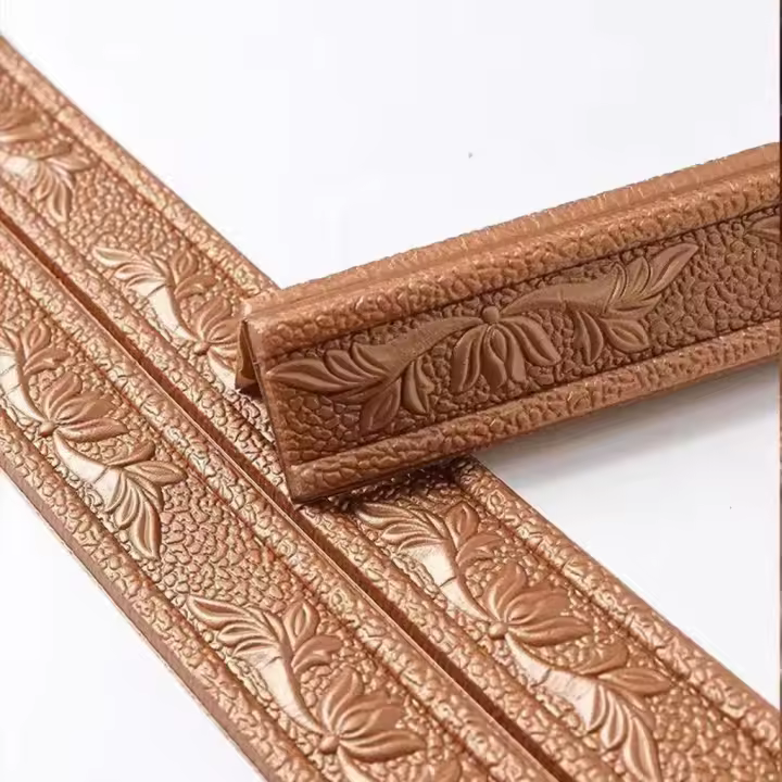 Pegatinas de tira de borde para decoración del hogar, papel tapiz de esquina plegable en relieve, línea de cintura, pegatina de pared, anticolisión - 1