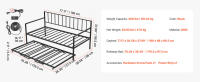 Cama Individual SucceBuy con Altura Ajustable, Base de Metal con Cama Nido, Luz LED Integrada y Estación de Carga, Listones de Metal Resistentes para Sala de Estar o Dormitorio - details 5