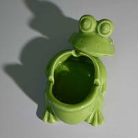 Adorno De Mesa Cerámico Rana Verde Ashtray Figura De Té Accesorio De Interiores Para El Hogar Decoración De Escritorio - details 4