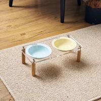 Cuenco individual/doble para gatos con soporte acrílico, protege la columna Cervical, cuenco de cerámica antiderrames para comida de mascotas, antivómitos, antideslizante - details 14