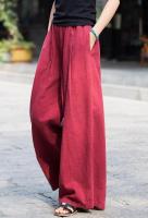 Pantalones de pierna ancha sueltos con cintura elástica de lino para mujer moda coreana informal 2025 - details 4