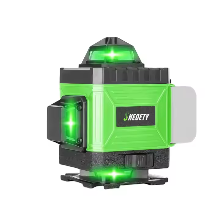 Nivel láser verde profesional de 16 líneas 4D autonivelante 360 °   Línea cruzada horizontal y vertical: haz ultrabrillante con ±0,2 °   Precisión, IP54 resistente al agua para construcción, renovación y bricolaje, 360 °   Diseño completo para pared/suelo - 1