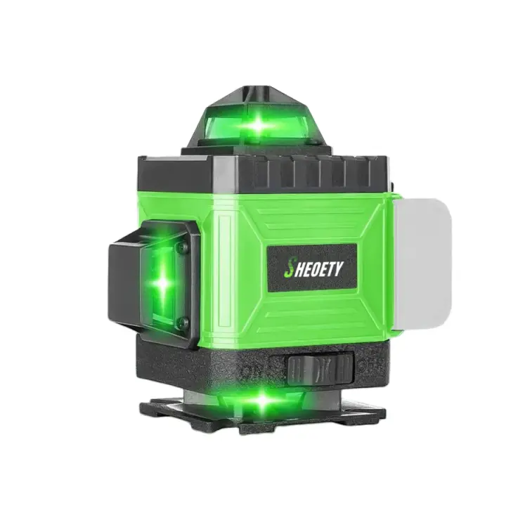 Nivel láser verde profesional de 16 líneas 4D autonivelante 360 °   Línea cruzada horizontal y vertical: haz ultrabrillante con ±0,2 °   Precisión, IP54 resistente al agua para construcción, renovación y bricolaje, 360 °   Diseño completo para pared/suelo - 1