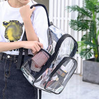 Mochila transparente de PVC, mochilas escolares transparentes sólidas impermeables, mochila de hombro con cremallera de gran capacidad, mochila de viaje portátil Unisex - details 3